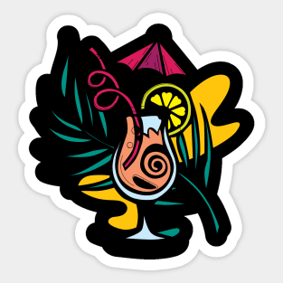 Beach cocktail in abstract print Sticker